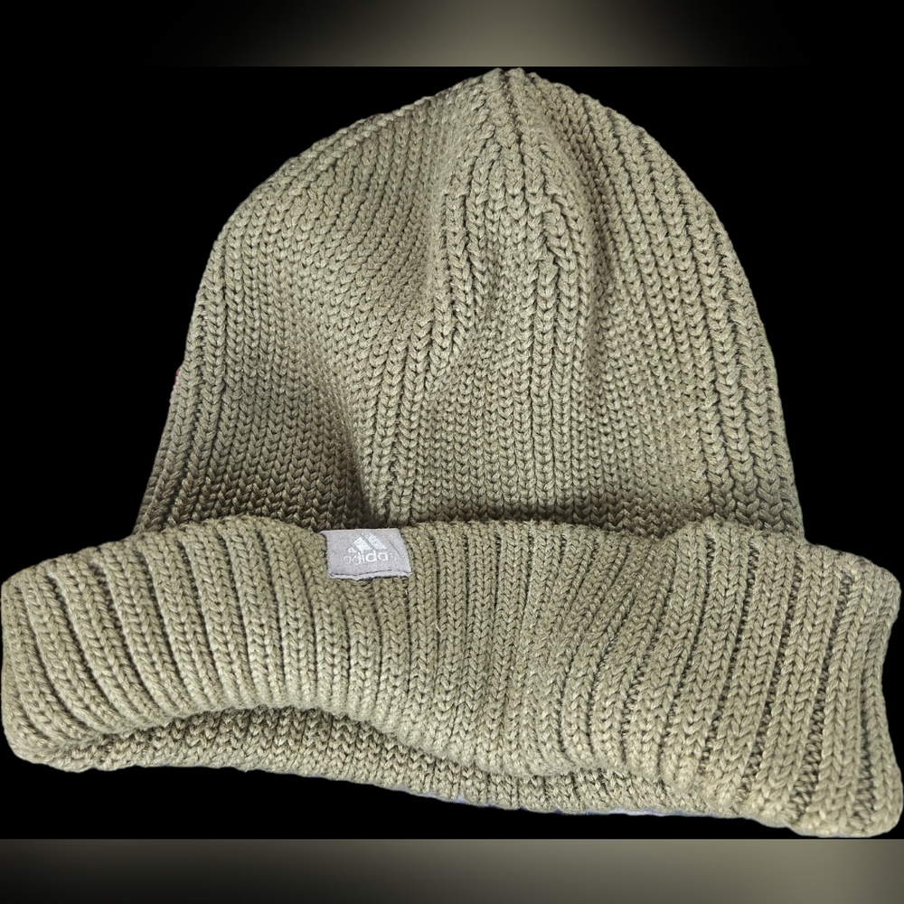 adidas knit ribbed beanie, green
